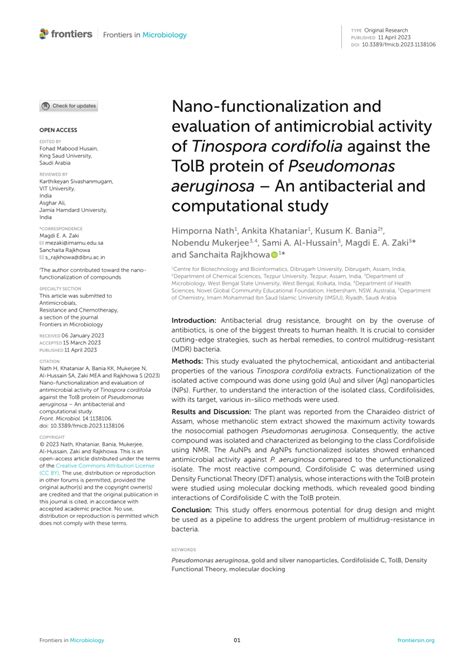 PDF Nano Functionalization And Evaluation Of Antimicrobial Activity