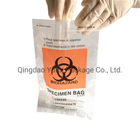 6X9 Biohazard LDPE Plastic Zipper Top Lab Zip Lock Specimen Transport