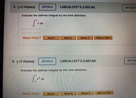 Solved 3 1 Points DETAILS LARCALCET7 5 3 005 MI MY NOT Chegg