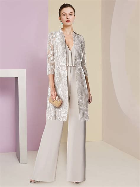 Two Piece Jumpsuit Pantsuit Mother Of The Bride Dress Formal Wedding