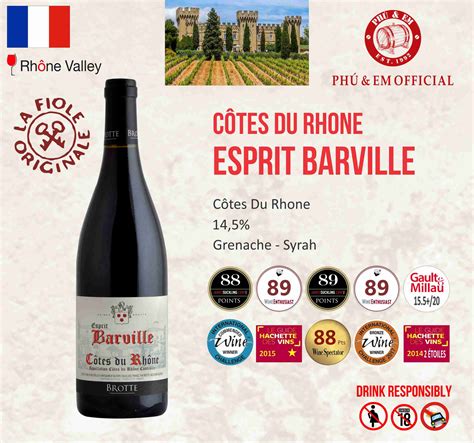 Rượu Vang Đỏ Pháp Côtes du Rhône Esprit Barville PHU EM FOOD WINE