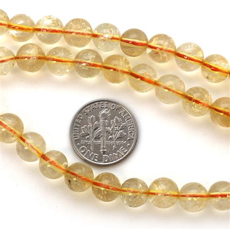 Natural Citrine Stone Beads Smooth Round 8mm Beads Sold Per Strand