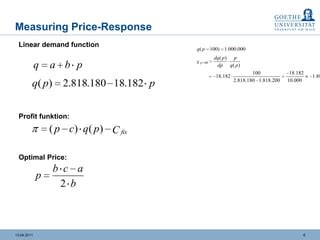 Optimal Pricing Understanding Differences Between Structural Models