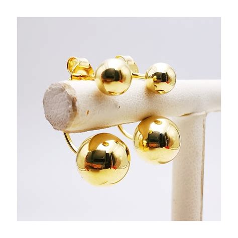 Boucles D Oreilles Boules Or Jaune 750 18 Carats