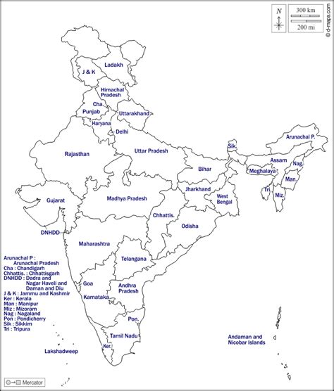outline political map  india  states sample template