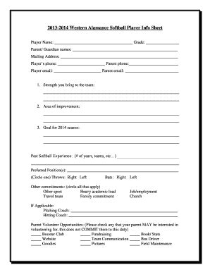 Softball Profile Template