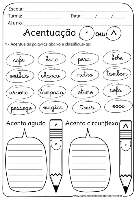 Exercícios De Acentuação Dos Monossílabos Tônicos 3 Ano