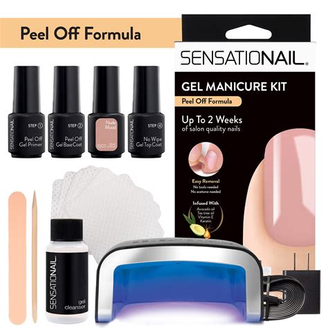 Sensationail Gel Manicure Starter Kit Peel Off Formula Nude Mood Gel Nail Polish Kit No
