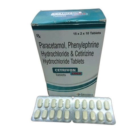 Cetrivon Paracetamol Phenylephrine Hydrochloride Cetirizine Tablet For