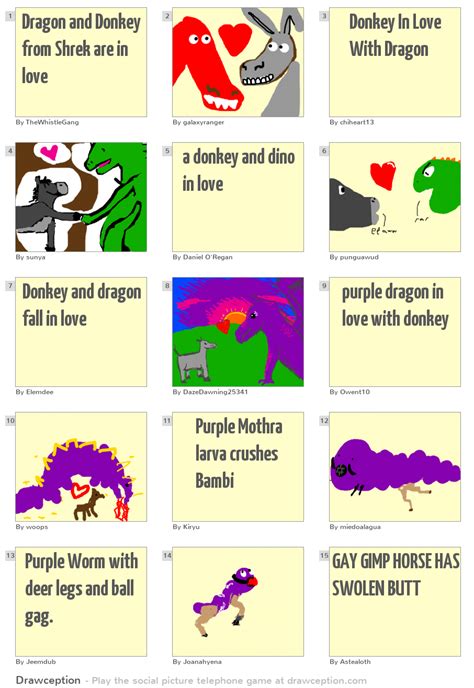 Dragon and Donkey from Shrek are in love - Drawception