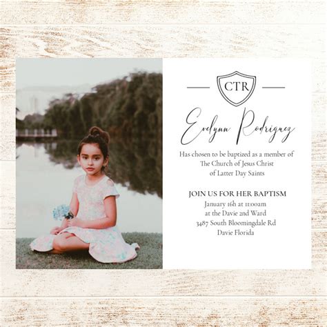 Printable Lds Baptism Invitation Elegant Girl Photo Baptism Etsy