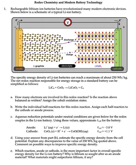 Solved Redox Chemistry And Modern Battery Technology 1