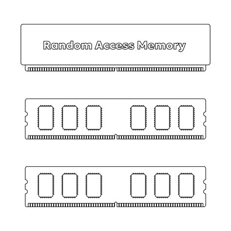 Random Access Memory Or RAM Computer Icon Vector Illustration Outline