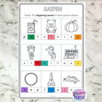 Satpin Beginning Sounds No Prep Colour The Sound Worksheets By Bloom