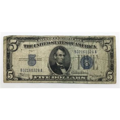 1934 U.S. Five Dollar ($5) Silver Certificate - Blue Seal | Property Room