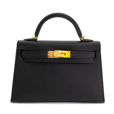 Hermès Kelly Mini II 20 Black Epsom GHW Labellov Buy and Sell Authentic