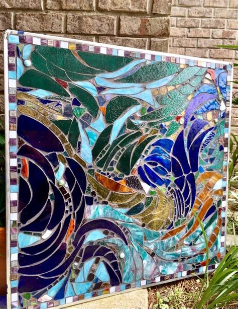 Stained Glass Mosaic Abstract Panel 32x32 Etsy