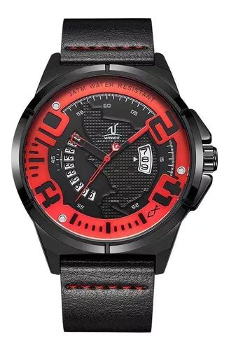 Reloj analógico Weide Uv1802 para hombre negro y rojo MercadoLibre