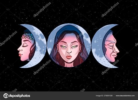 Triple Goddess As Maiden Mother And Crone Beautiful Woman Sym Stock