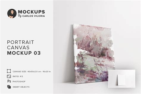 Portrait Canvas Ratio 4x5 Mockup 03 On Yellow Images Creative Store 75001