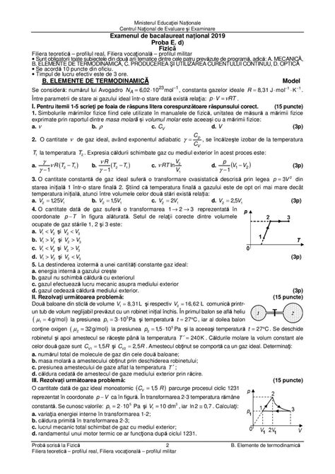 BACALAUREAT 2019 Modele de subiecte la Fizică SparkNews ro