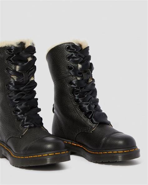 Aimilita Faux Fur Lined Leather High Boots In Black Dr Martens