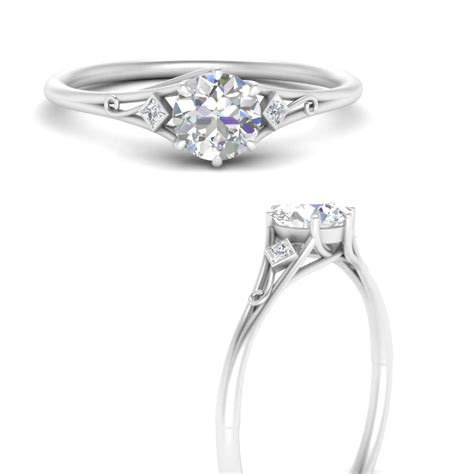 Cathedral Art Deco Round Diamond Engagement Ring In 14k White Gold Fascinating Diamonds