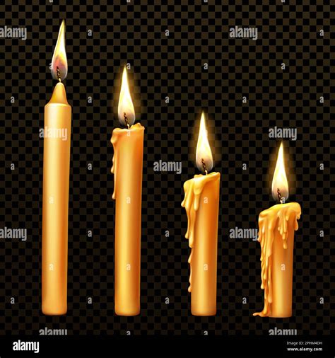 Burning Candle With Dripping Or Flowing Wax Realistic Vector