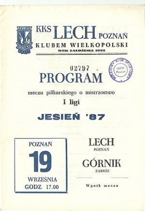 19 09 1987 Lech Poznań Górnik Zabrze 2 0 WikiGórnik