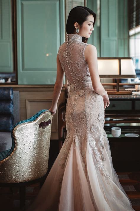 Nude Cheong Sam Qipao Beautiful Party Dresses Wedding Dress Guide Chinese Style Wedding Dress