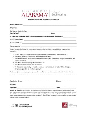 Fillable Online Eng Ua Distinguished College Fellow Nomination Form Fax