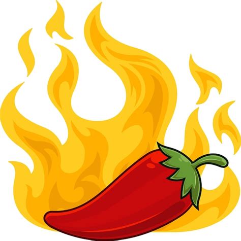 Desenho animado fresh red hot chili pepper flame vector ilustração desenhada à mão Vetor