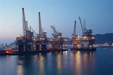 offshore platforms  dusk background geoje city gyeongnam sea