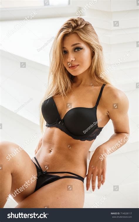 Beautiful Girl Blonde Sexy Bottom Lingerie Stock Photo