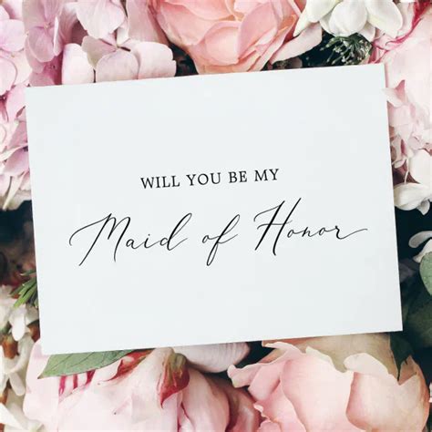 Delicate Calligraphy Maid Of Honor Proposal Card Zazzle