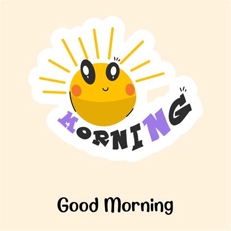 A very cute sticker of good morning, editable vector 7190098 Vector Art ...