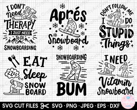 Snowboard Snowboarding Snowboarder Svg Bundle Cricut Cut Files