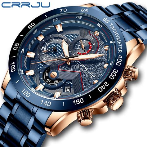 Mens Watch Top Luxury Brand Crrju Watch Fashion Sport Waterproof Chronograph Men S Satianless