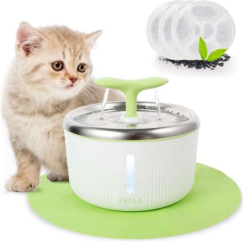 Amazon Feiaa Cat Water Fountain Stainless Steel Top Pet Waterfall