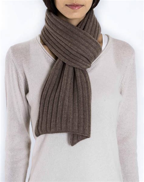 Ladies Pure Cashmere Ribbed Scarf Maisoncashmere