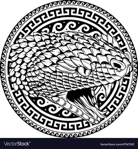 Snake Head Outline In Black And White Royalty Free Vector