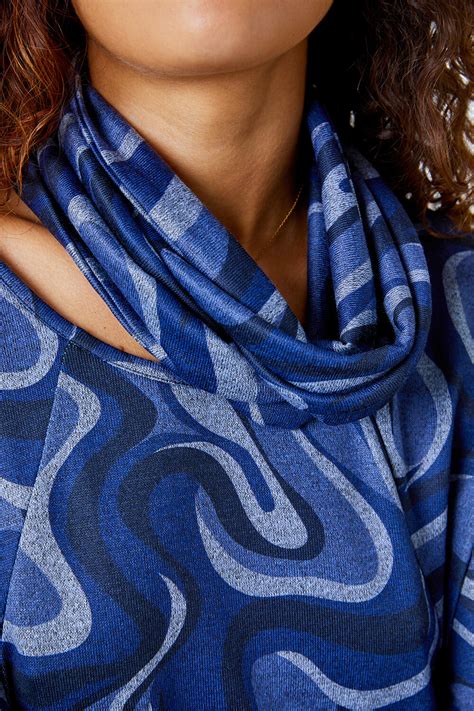 Swirl Print Snood Top In Blue Roman Originals Uk