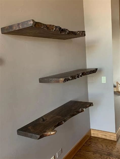 Live Edge Elm Slab Floating Shelf Shelves