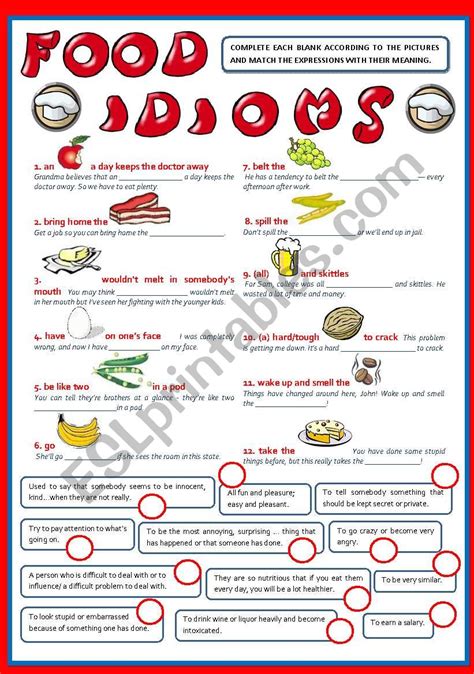 Food Idioms Esl Worksheet By Cagreis