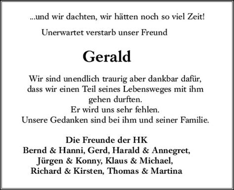 Traueranzeigen Von Gerald Vrm Trauer De