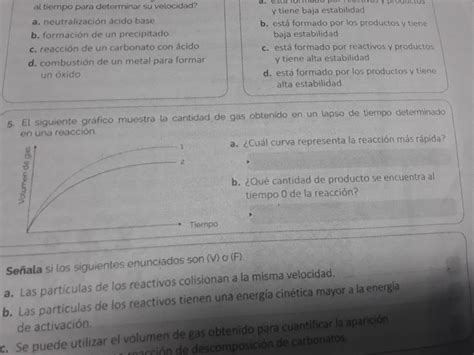 Preguntas Sobre La Velocidad De Las Reacciones Brainly Lat