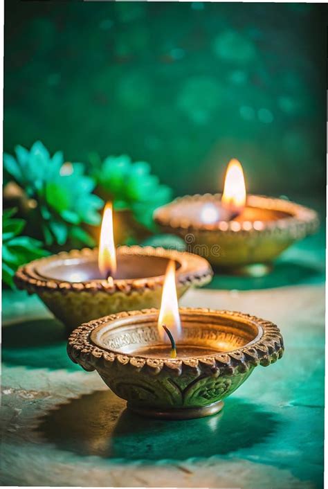 Traditional Indian Oil Lamps For Diwali Festival Stock Illustration