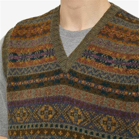 Drake S Men S Fair Isle Knit Vest In Olive Drake S