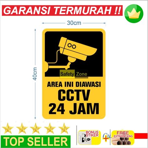 Jual Promo RAMBU AREA INI DIAWASI CCTV 24 JAM 30X40CM Keren Shopee