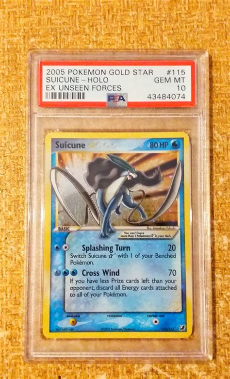 Pokemon EX Unseen Forces Suicune Gold Star GEM MT 10 Hobbies Toys